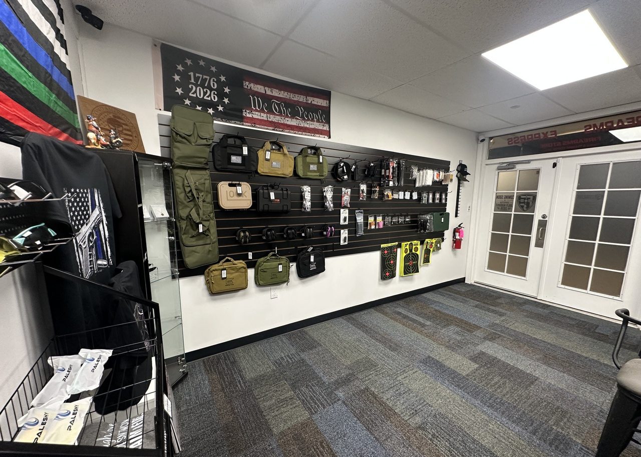 Carry gear, holsters, cases and accessories wall at Firearms Express Sussex NJ